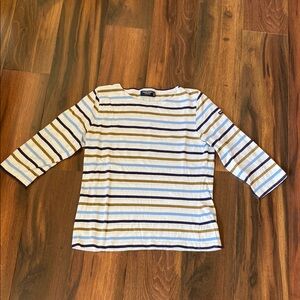 Saint James Breton Striped 3/4 Sleeve 100% Cotton Boatneck Top